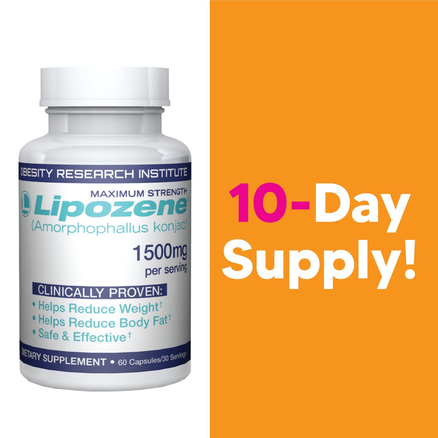 Lipozene Weight-Management Fiber Supplement, 60 Capsules | Non-Stimulant Glucomannan Formula for Healthy Lifestyle Support Lipozene
