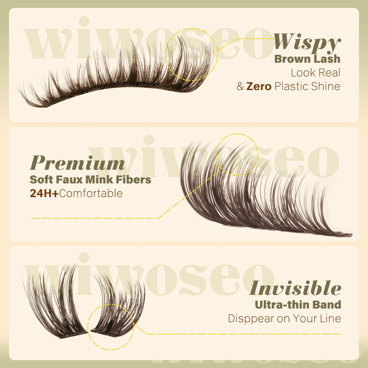 Dark Brown Lash Clusters Wispy Eyelash Clusters Natural Fluffy Lash Cluster wiwoseo