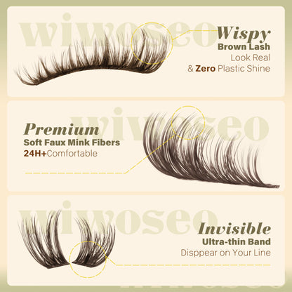 Dark Brown Lash Clusters Wispy Eyelash Clusters Natural Fluffy Lash Cluster wiwoseo