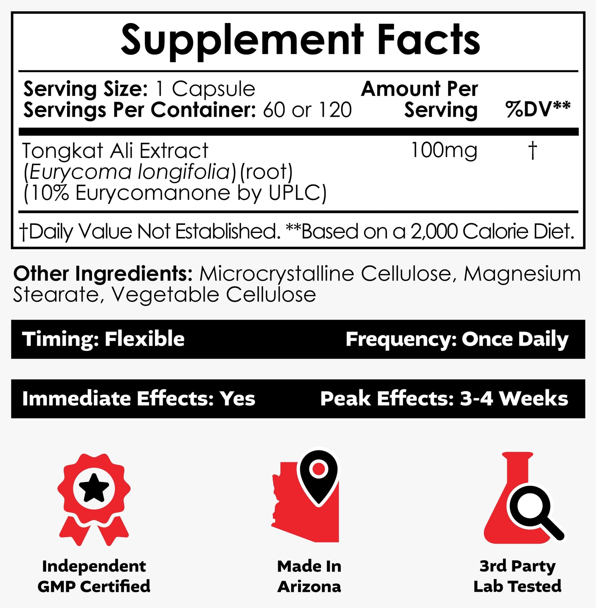 Depot Tongkat Ali Extract Capsules | 100mg | 60 Count | 10% Eurycomanone by HPTLC | Eurycoma longifolia Root Extract Nootropics Depot buy australia supplements