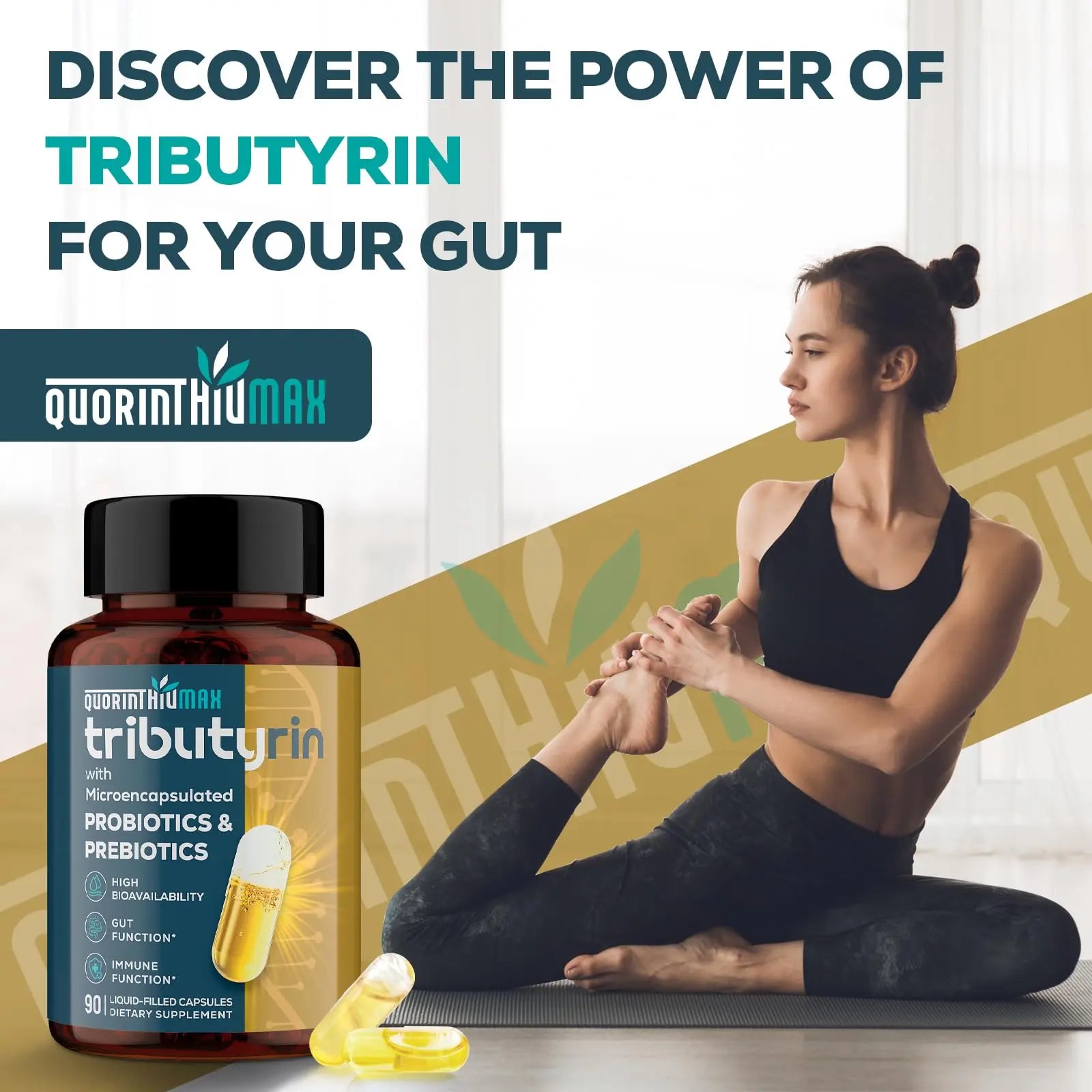 Tributyrin Supplement for Gut & Immune 800mg | High Bioavailability with Microencapsulated Probiotics & Prebiotics - Advanced Liquid-Filled Tributyrin Complex, Gluten Free, 90 Capsules Quorinthiumax buy australia supplements