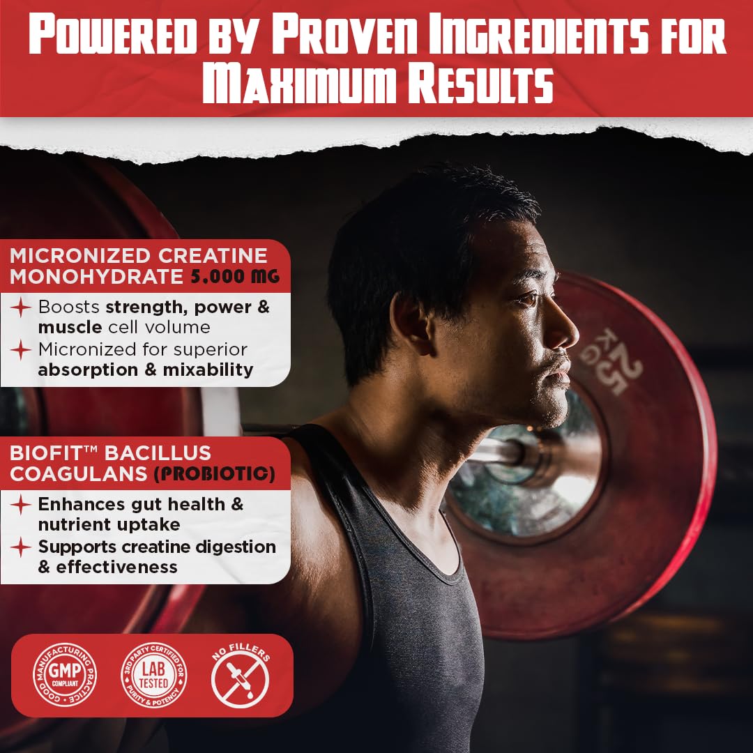 Old School Labs 5000mg Micronized Creatine Monohydrate with BioFit™ Probiotic - No Bloat Post-Recovery for Men & Women Supports Muscle Growth, Old School Labs buy australia supplements