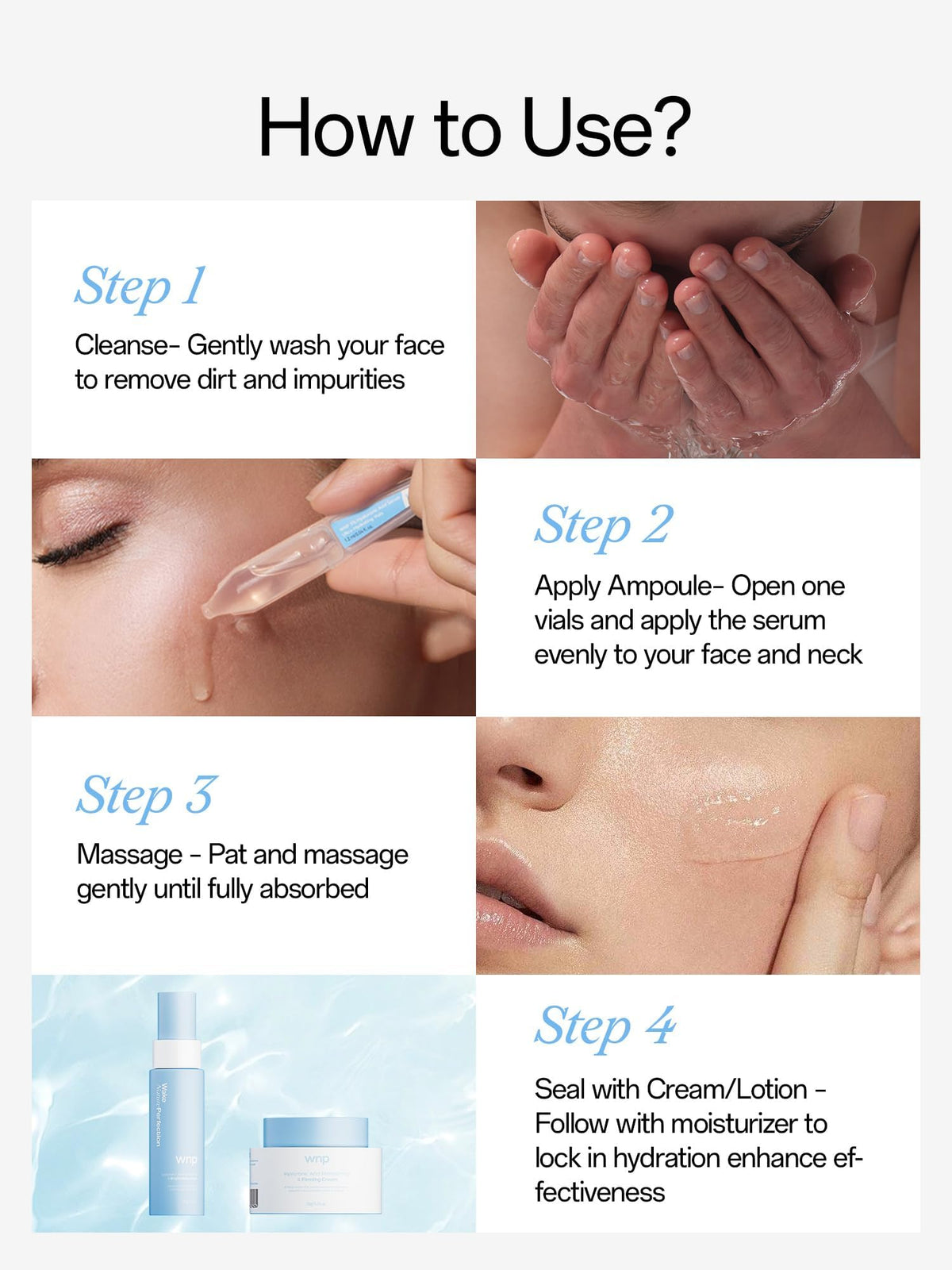 WNP Hyaluronic Acid Serum for Face Ultra Hydrating for Dry Skin, 30 Ct WNP
