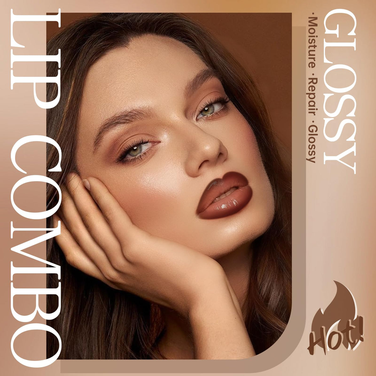 HOSAILY Natural Nude Lip Combo, Nourishing Lip Gloss&Brown Lip Liner Kit HOSAILY