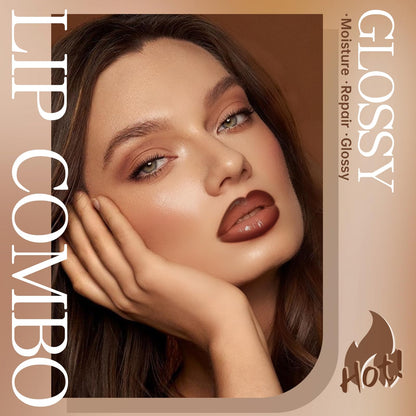 HOSAILY Natural Nude Lip Combo, Nourishing Lip Gloss&Brown Lip Liner Kit HOSAILY