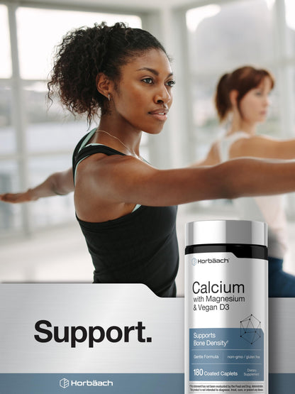 Horbäach Calcium Magnesium D3 | 180 Coated Caplets | Supports Bone Density | Supplement for Men and Women Horbäach