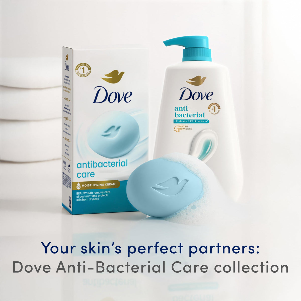 Dove Antibacterial Care Beauty Bar Soap , Cleanser, I 6 Count 3.75 oz Dove