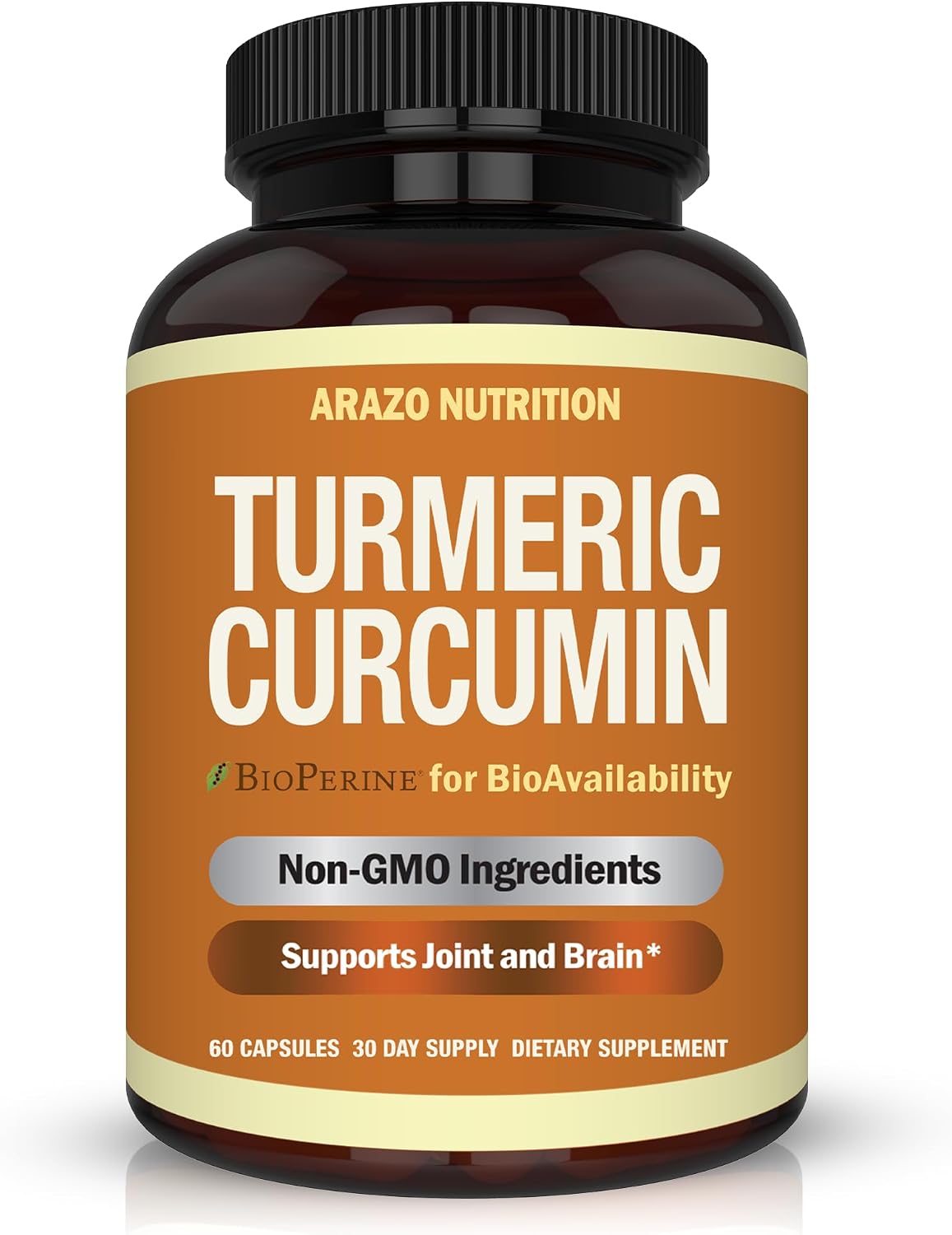 Arazo Nutrition Turmeric Curcumin with BioPerine Black Pepper Extract - 1300mg Per Serving - Joint Support Nutritional Supplements - 100% Herbal Tumeric Root Capsules Gsupps Australia