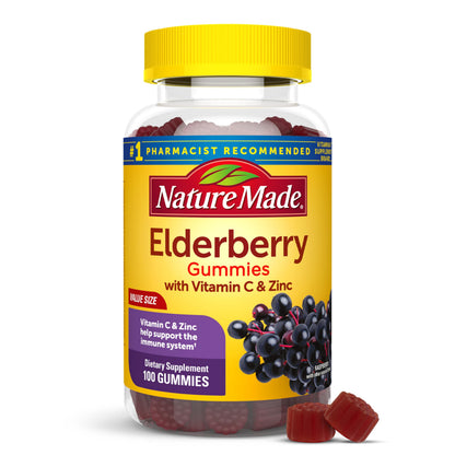 Nature Made Elderberry Gummies with Vitamin C and Zinc, Dietary Supplement for Immune Support Nature Made