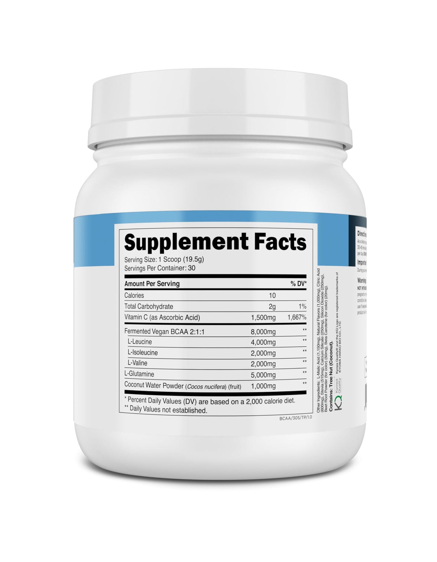 Transparent Labs BCAA Glutamine - 8000 mg of BCAA Powder Per Serving with L Glutamine for Post Workout Recovery, Muscle Growth, & Increased Endurance - 30 Servings, Strawberry Lemonade