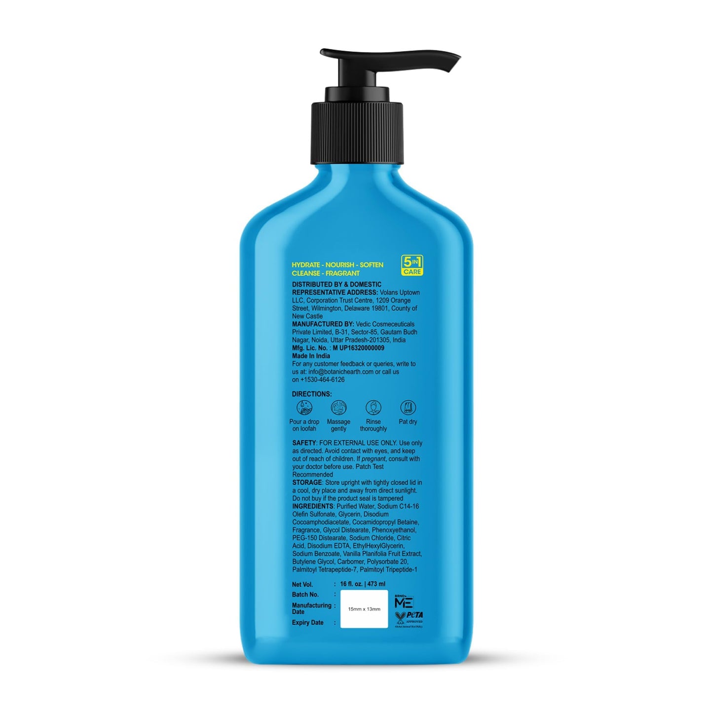 Botanic Hearth Vanilla Body Wash – Hydrating 5-in-1 Shower Gel with Warm Vanilla Aroma Botanic Hearth