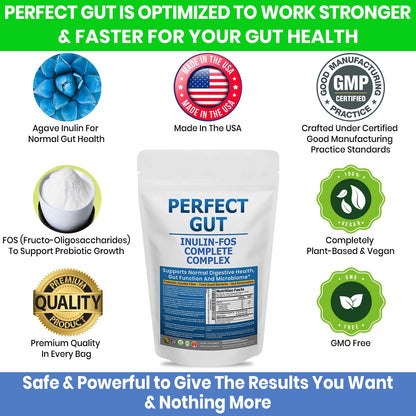 Perfect Gut: Inulin FOS Powder for Gut Health. Prebiotic Inulin. Unique Prebiotic 95% FOS Inulin Agave Fiber Kidney Restore