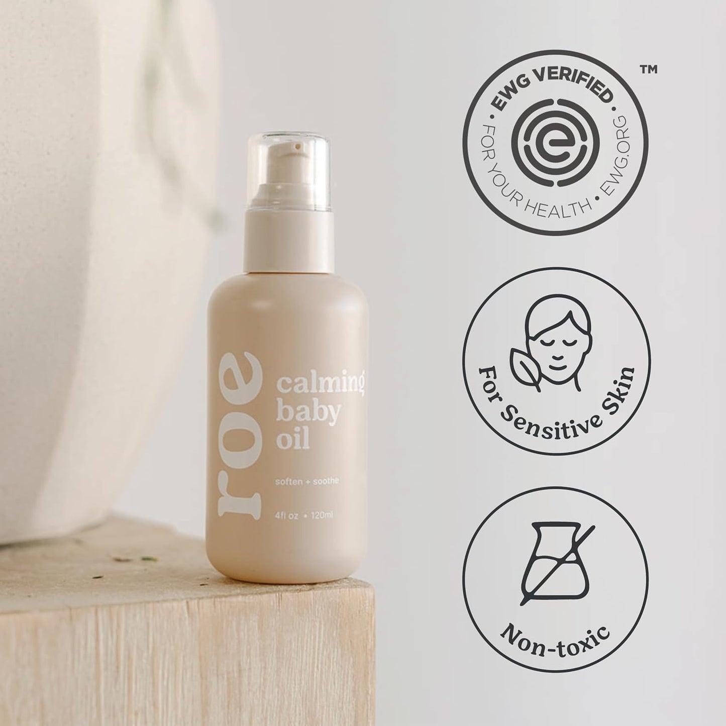 Roe Wellness Baby Hair, Scalp & Body Oil Unscented | Massage, Soothe, & Hydrates Irritated Skin | All Natural Non-Greasy Hydrating | Moisturize Full Body