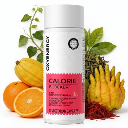 OxyEnergy Calorie Blocker 6-in-1 Natural Supplement for Women & Men, with Garcinia Cambogia,Gymnema Sylvestre & Bergamot,Boosts Metabolism, OxyEnergy
