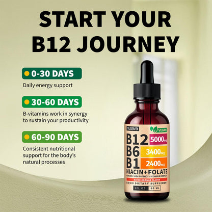 (2 Pack) Vitamin B12 and B6 Liquid Drops, B12 Sublingual Vitamin B Complex - B 12 Vitamin 5000mcg - B12 Methylcobalamin for Energy NUSAVA
