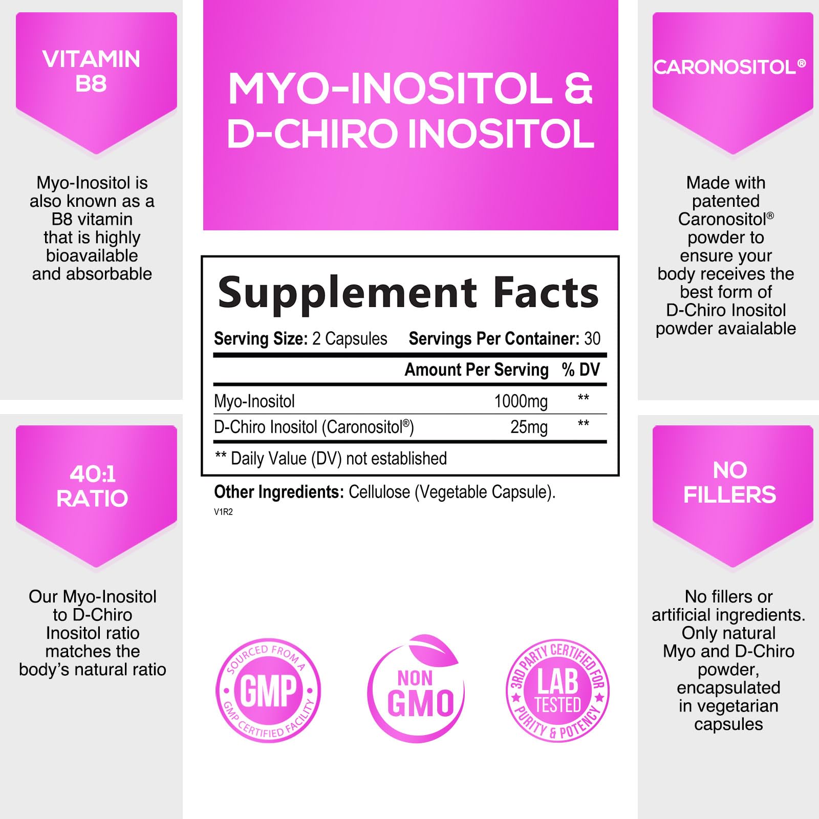 Myo-Inositol & D-Chiro Inositol Blend - 30 Day Supply, Premium 40:1 Ratio, Hormone Sup Nature's Glow buy australia supplements