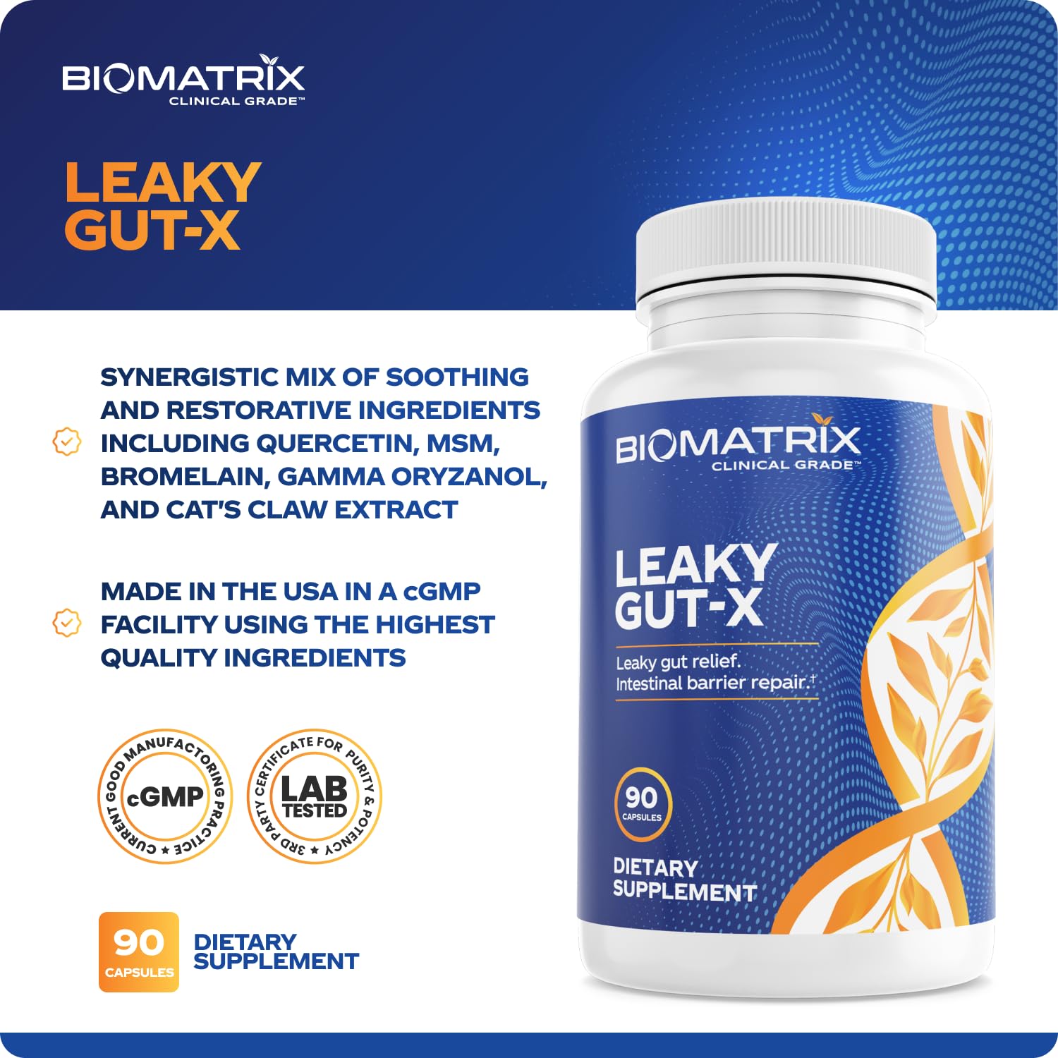 BioMatrix Leaky Gut Repair Supplement w/Glutamine, Quercetin, Cat's Claw, MSM, SIBO, Prebiotic Support, Intestinal Barrier Revive for Men and Women | 60-Day Supply – Leaky Gut-X BioMatrix buy australia supplements