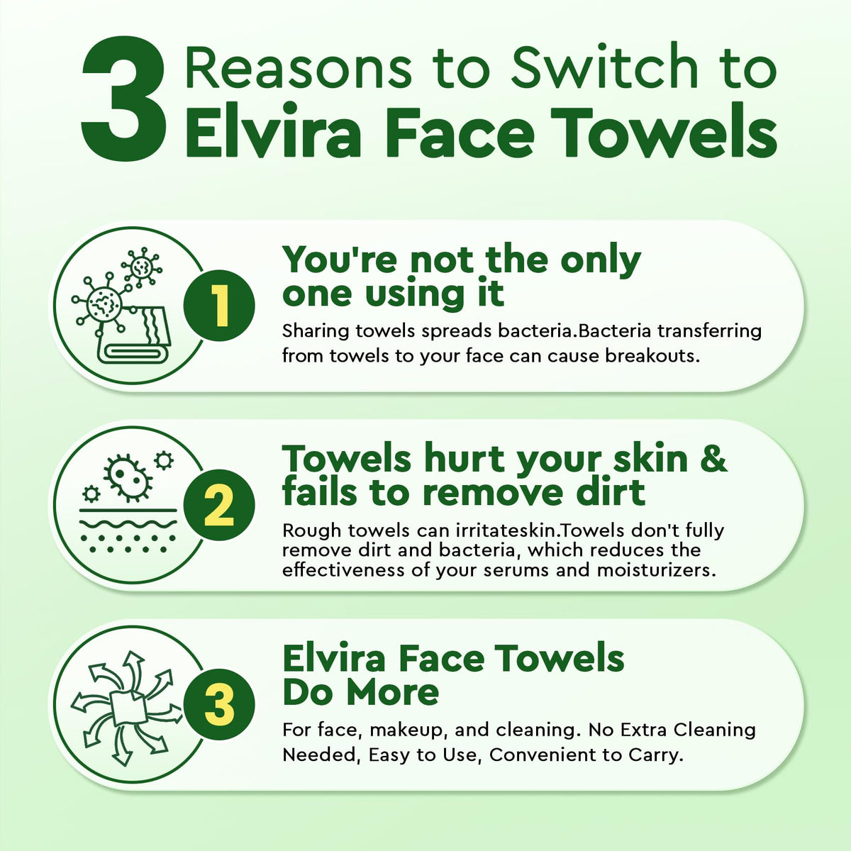 Elvira 100 Count Disposable Face Towels,Ultra Soft Skincare Facial Towels Elvira
