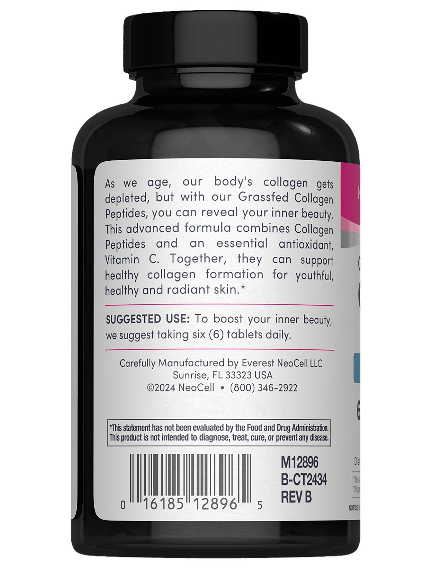 NeoCell Collagen Peptides | 250 Tablets | with Vitamin C | Grassfed Supplement | Hair, Skin, & Nails | for Women and Men NeoCell