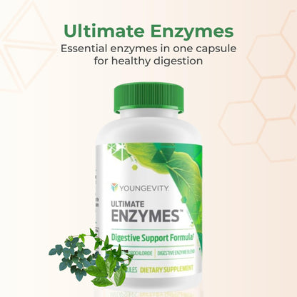 Youngevity Ultimate Enzymes® - Multi Enzymes for Digestion, Gas & Bloating Relief - Betaine HCl, Ox Bile, Pancreatine 10X, Papain 6M, Pepsin 1:3000 (120 Capsules) Youngevity