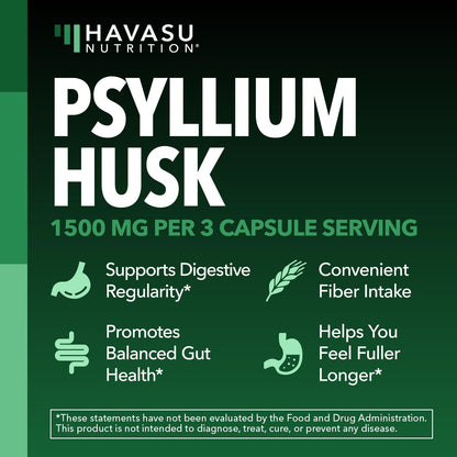 Vegan Psyllium Husk Fiber Capsules, GLP-1 Nutritional Support, 270 Pills | Psyllium Fiber Supplement Capsules for Digestive Health Regularity, Non-GMO Gluten Free & 3rd Party Tested, 90 Servings Gsupps Australia