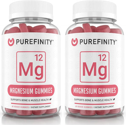 Magnesium Citrate Gummies 600 mg for Adults – High Absorption Supplement for Cramps, Muscle Recovery, Sleep, Bone, and Energy Support – Non-GMO, Allergen Free – 60 Vegan Gummies (Pack of 2)