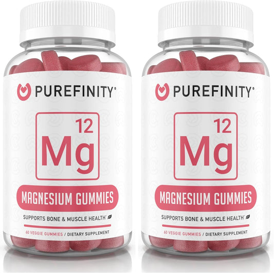 Magnesium Citrate Gummies 600 mg for Adults – High Absorption Supplement for Cramps, Muscle Recovery, Sleep, Bone, and Energy Support – Non-GMO, Allergen Free – 60 Vegan Gummies (Pack of 2)