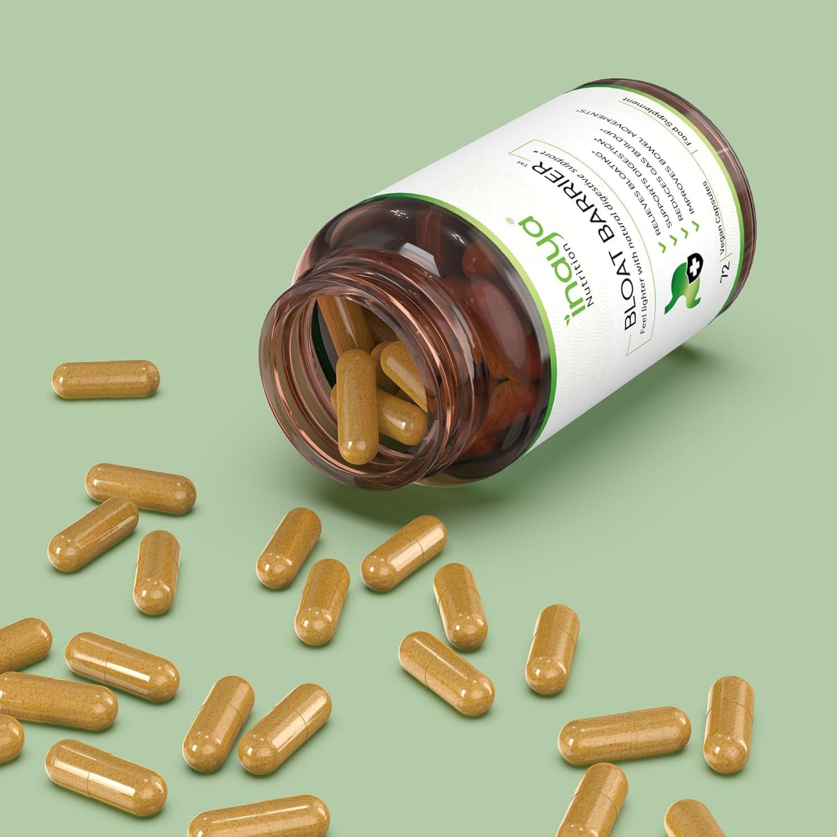 Inaya Nutrition BloatBarrier 72 Capsules - Natural Digestion and Bloating Supplement for Stomach Bloating Relief, Gas Reduction, and Improved Bowel Movements Inaya Nutrition