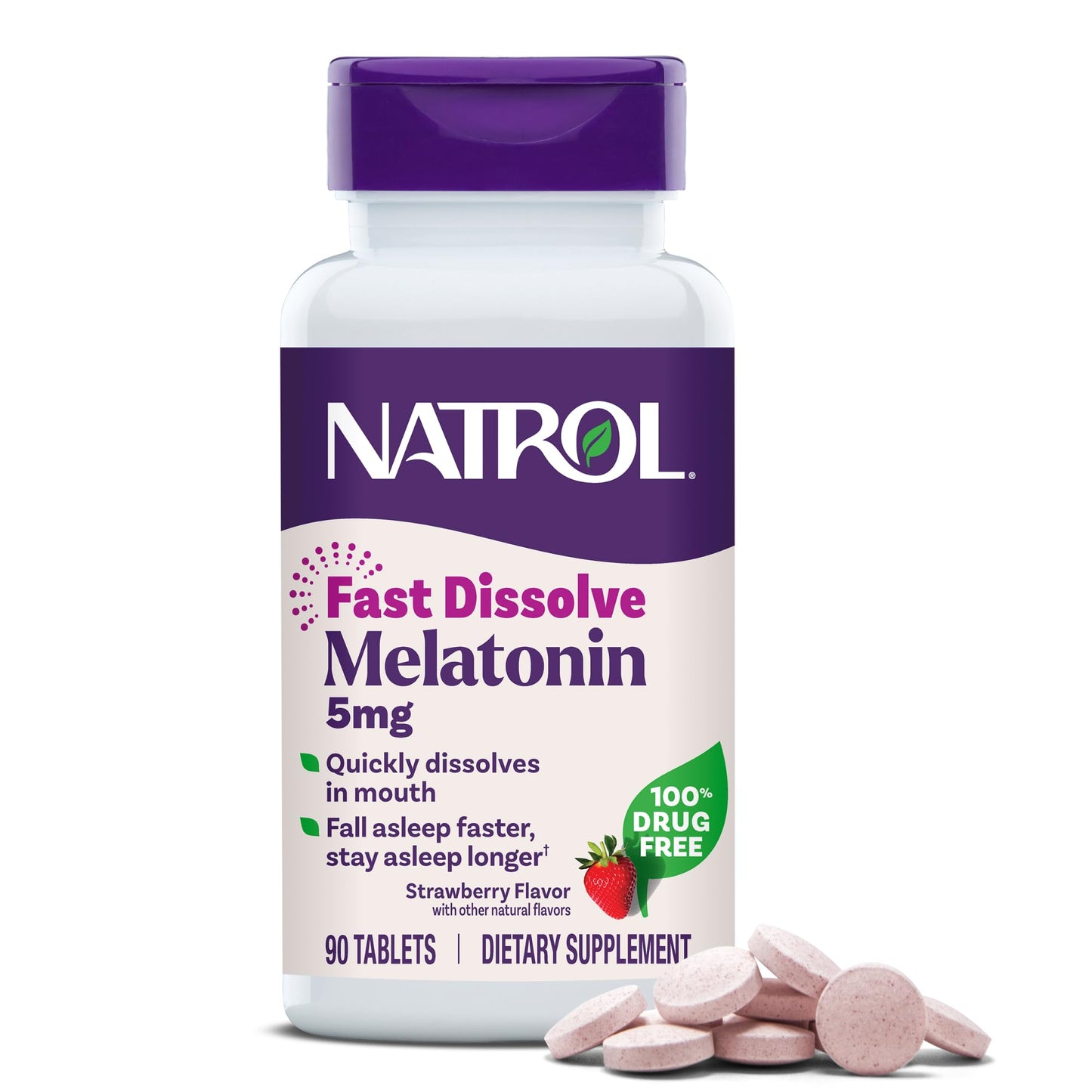 Natrol 5mg Fast Dissolve Tablets Melatonin Strawberry Flavor Natrol