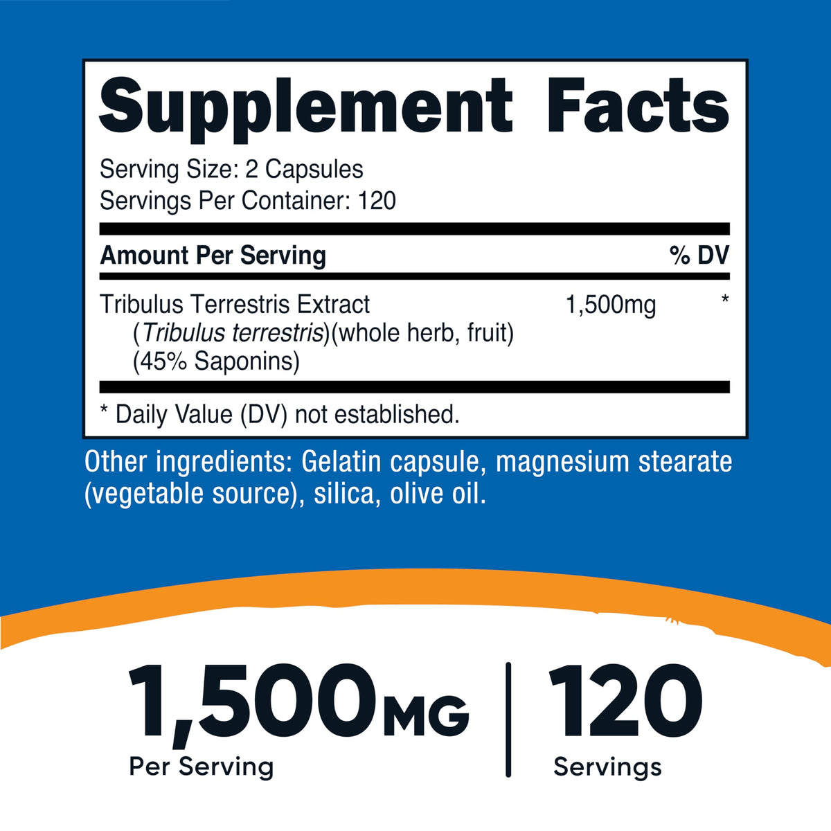 Nutricost Tribulus Terrestris Extract 1500mg, 240 Capsules - 45% Saponins, 120 Servings, Non-GMO, Gluten Free Nutricost