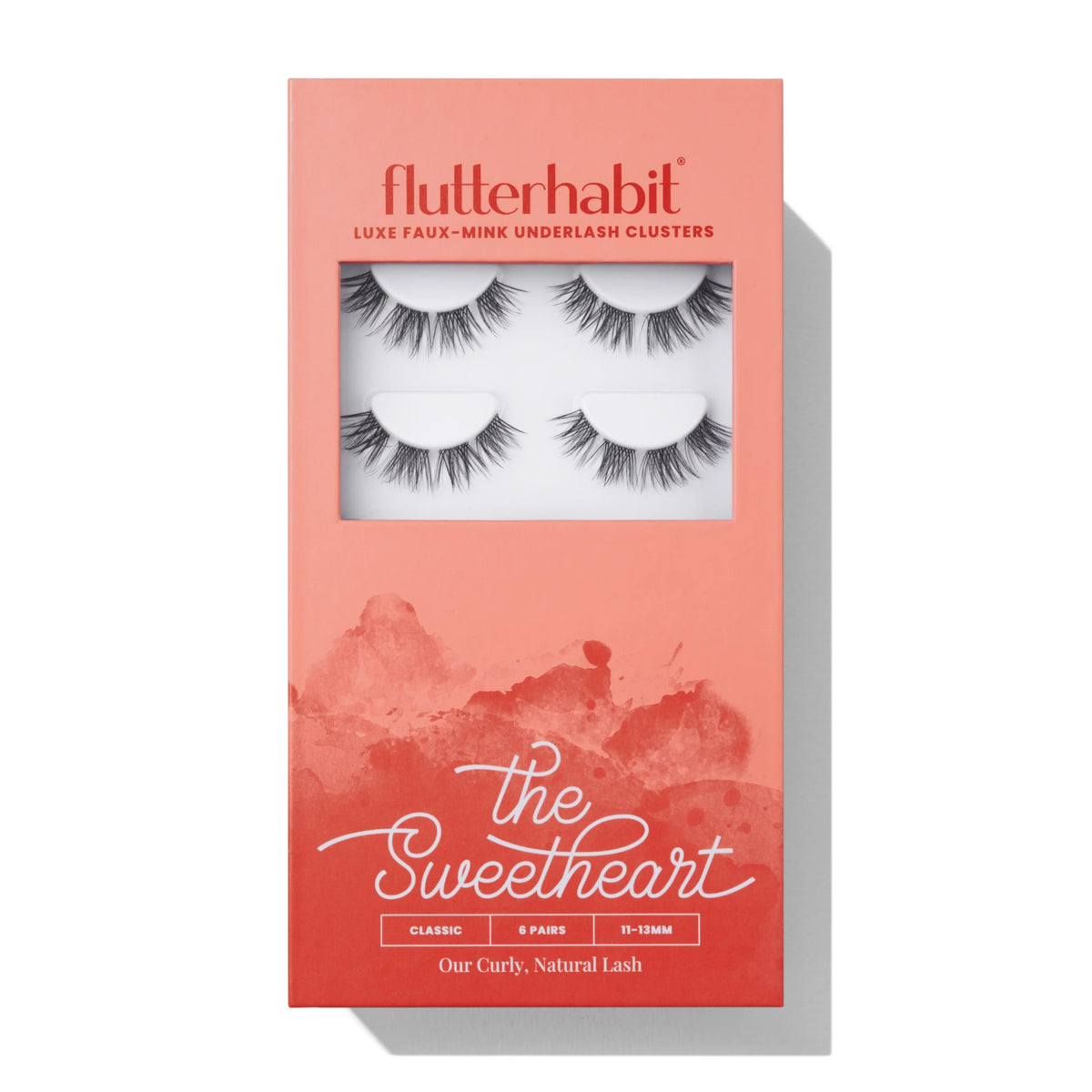 FlutterHabit The Sweetheart prepTECH Classic 6 Pair Underlash Extensions, 11–13mm Natural Curl Lash Clusters, Under Lash Eyelashes Home Application, Medium Volume Doll Eye, Adhesive Required FlutterHabit