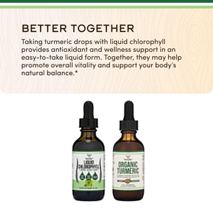 Chlorophyll Liquid Drops - for Digestion, Gut Health, Energy and Detox - Vegan Safe Double Wood Supplements
