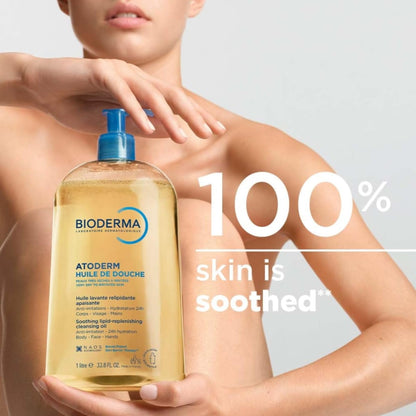 Bioderma Atoderm Shower Oil, Cleansing Oil For Face & Body, Nourishing Cleansing Oil For Dry to Atopic Sensitive Skin For Softer & Smooth Skin For Your Whole Family Bioderma