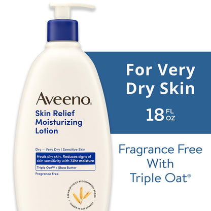 Aveeno Skin Relief Moisturizing Lotion Heals Very Dry, Sensitive Skin, Fast-Absorbing Body Aveeno