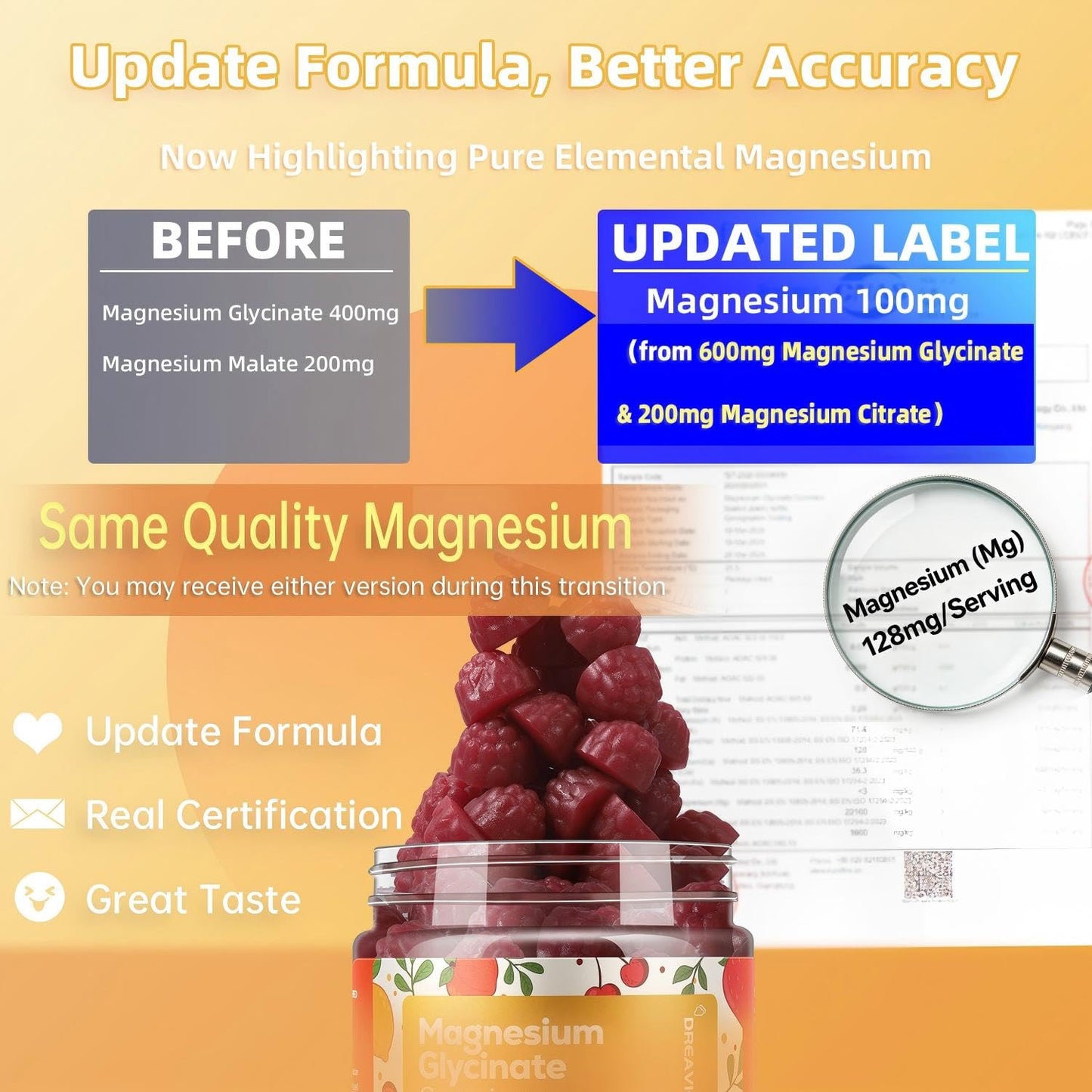 DREAVIO 90 Count Magnesium Glycinate Gummies w/Ashwagandha Supplement - Sugar Free Zinc Magnesium Glycinate DREAVIO