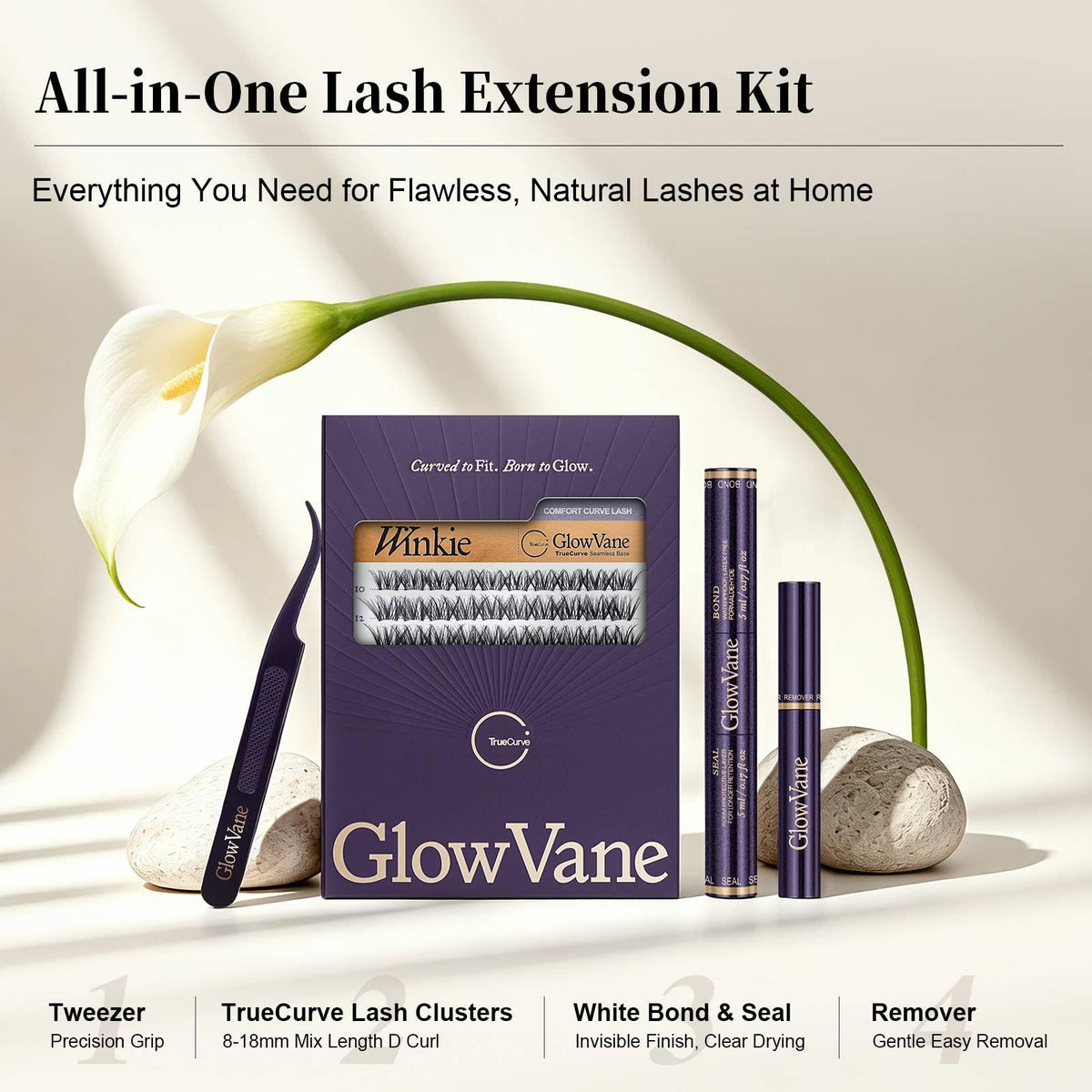 UPGRADED BOND Glowvane Lash Clusters Kit, Wispy Curved Band Lashes, Winkie GlowVane