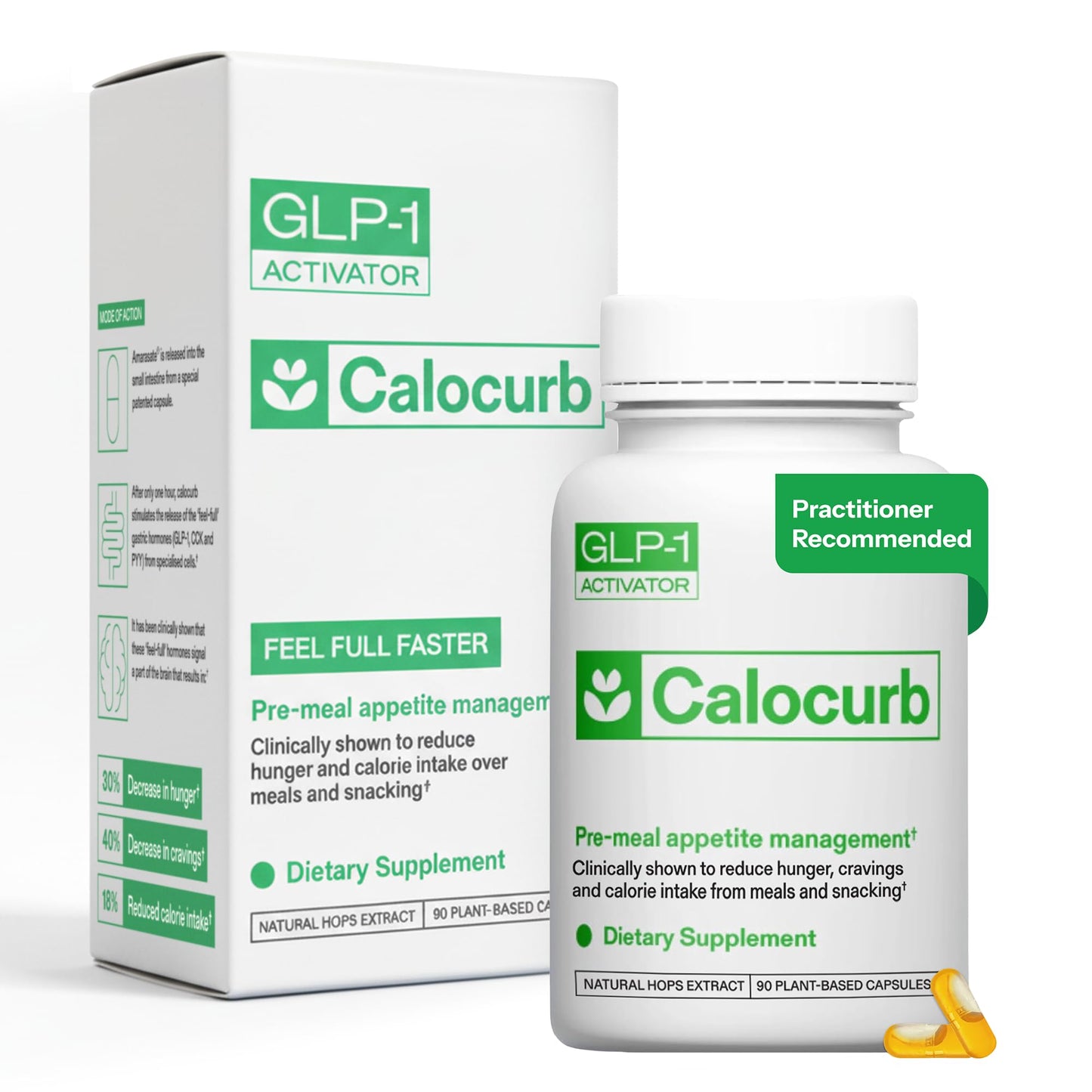 Calorie Control Supplement 6X Natural Support, Official & Patented Amarasate Formula, Plant Based Dietary GLP1 Supplement, Manages Appetite, Hunger & Cravings, Calocurb