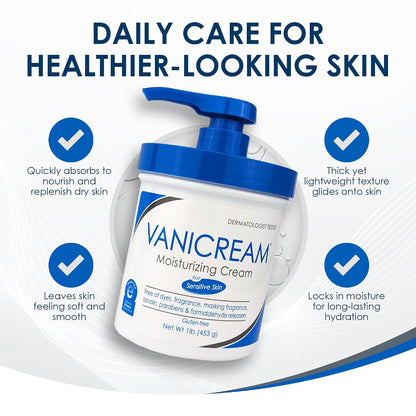 Vanicream Moisturizing Cream with Pump Dispenser, 16 Oz, Formulated without Common Irritants for Sensitive Skin, Body & Face Moisturizer, Restores Moisture & Soothes Irritated, Itchy Areas Gsupps Australia