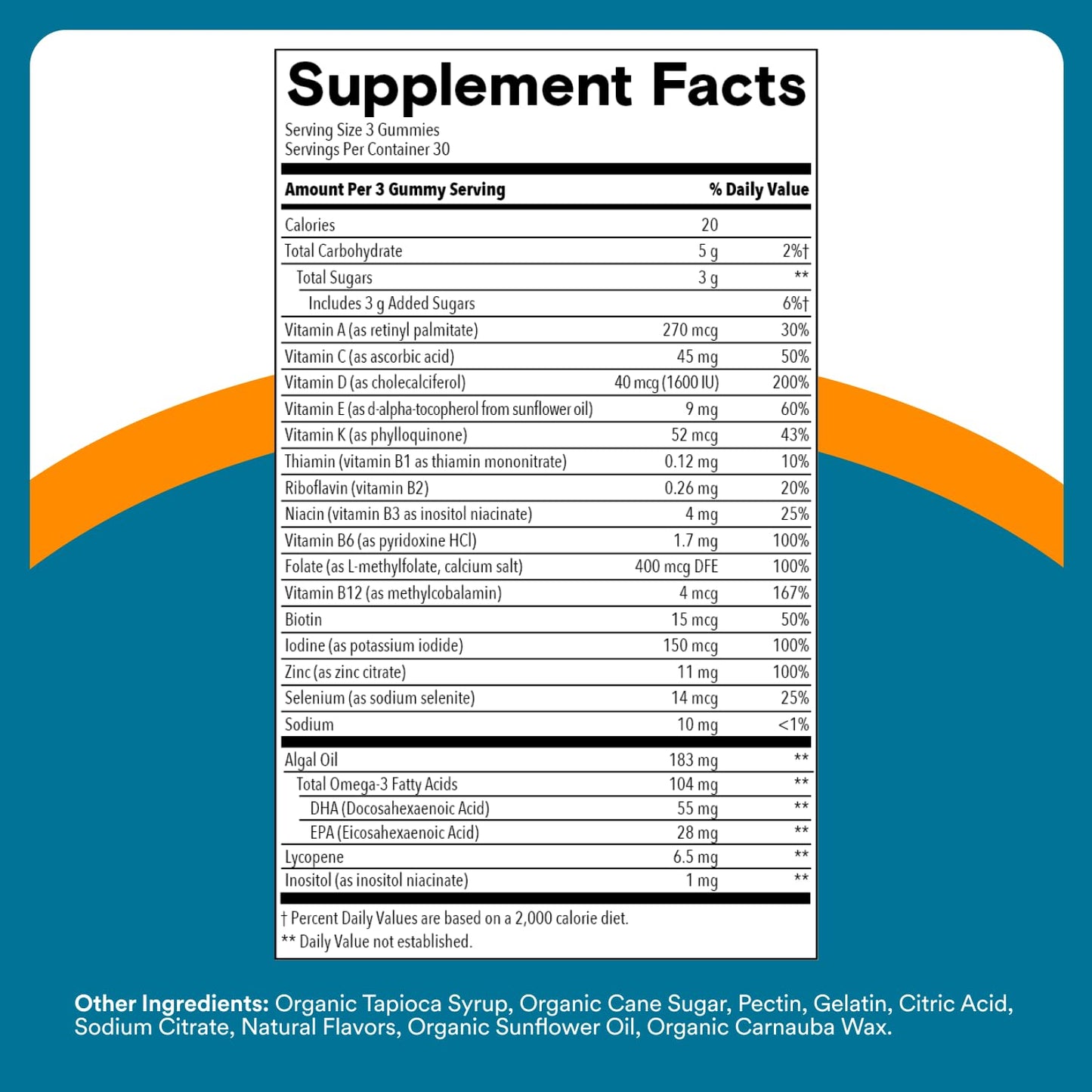 SmartyPants Men's Multivitamin Gummies with Omega 3 DHA/EPA, Methylfolate, Vitamin D3, C, B12, B6, A, K, Zinc SmartyPants