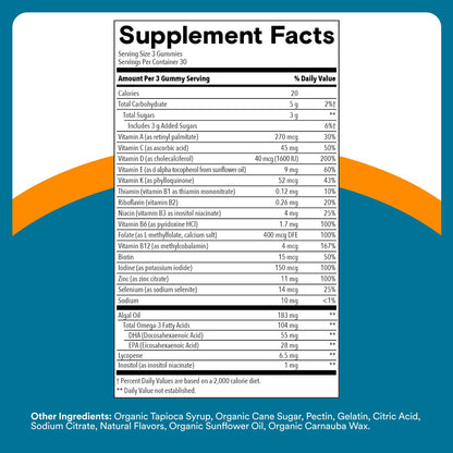 SmartyPants Men's Multivitamin Gummies with Omega 3 DHA/EPA, Methylfolate, Vitamin D3, C, B12, B6, A, K, Zinc SmartyPants