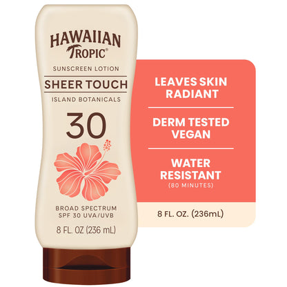 Hawaiian Tropic Sheer Touch Lotion Sunscreen, Moisturizing Broad-Spectrum Protection, SPF 30, Sun, Mango, 8 Oz Hawaiian Tropic