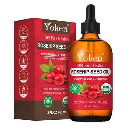 Yoken Organic Rosehip Seed Oil for Face, Pure Natural Cold Pressed, 2oz Yoken