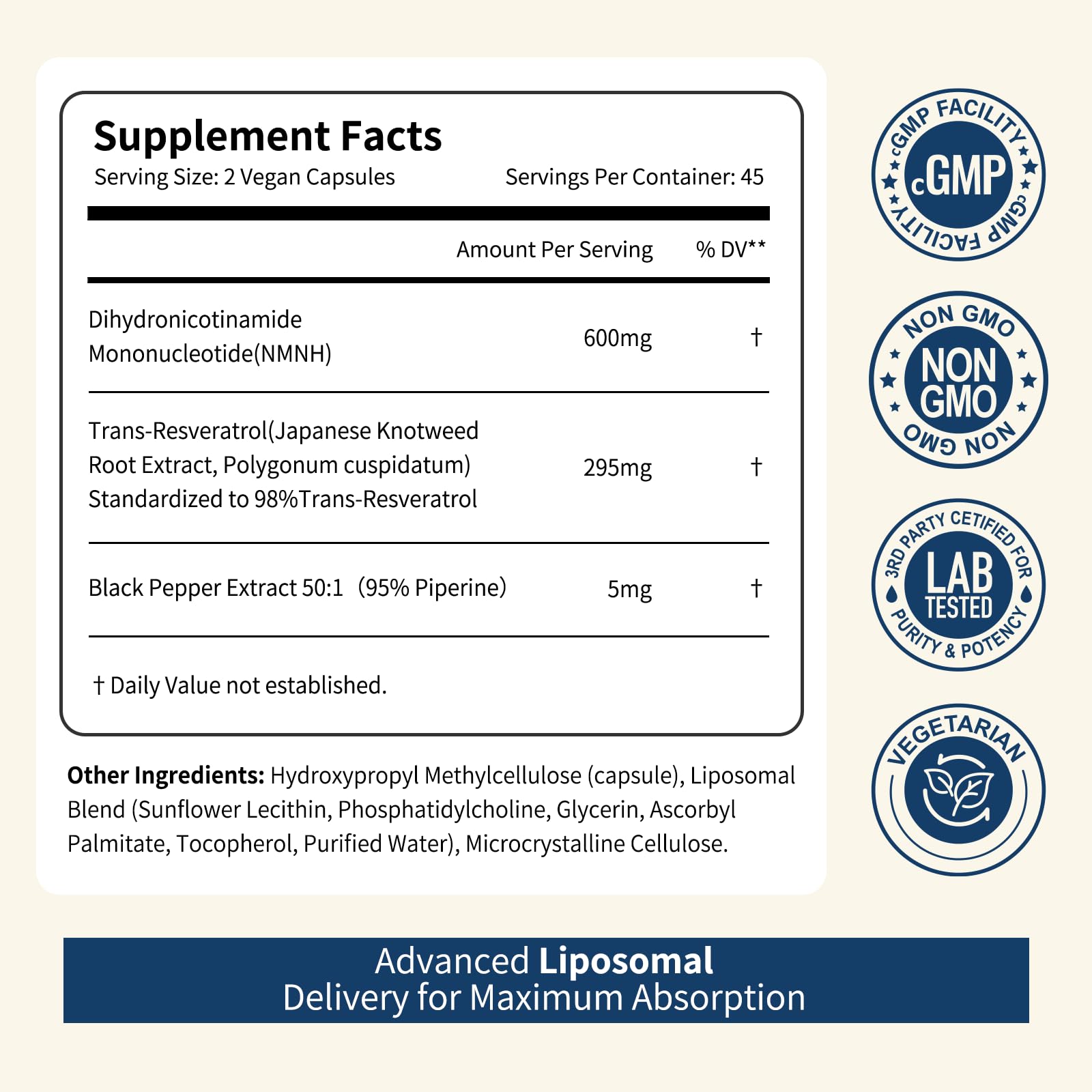 NUISM NMNH NAD+ Supplement, Liposomal 600mg NMN NAD+ and Resveratrol Complex for Cellular Energy, Healthy Aging & Metabolic Support, 90 Capsules NUISM buy australia supplements