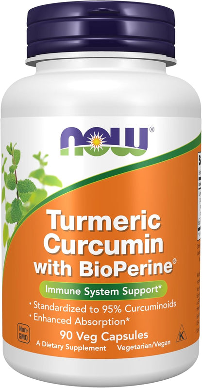 Now Supplements, Turmeric Curcumin with BioPerine, 90 Veg Caps Gsupps Australia