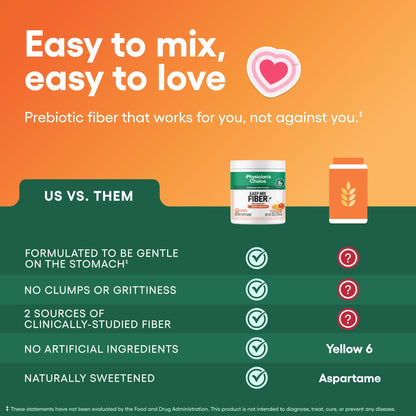 Physician's CHOICE Easy Mix Fiber for Digestive Health & Regularity - No Grit - Daily Prebiotic Soluble Fiber Powder Supplement Physician's CHOICE
