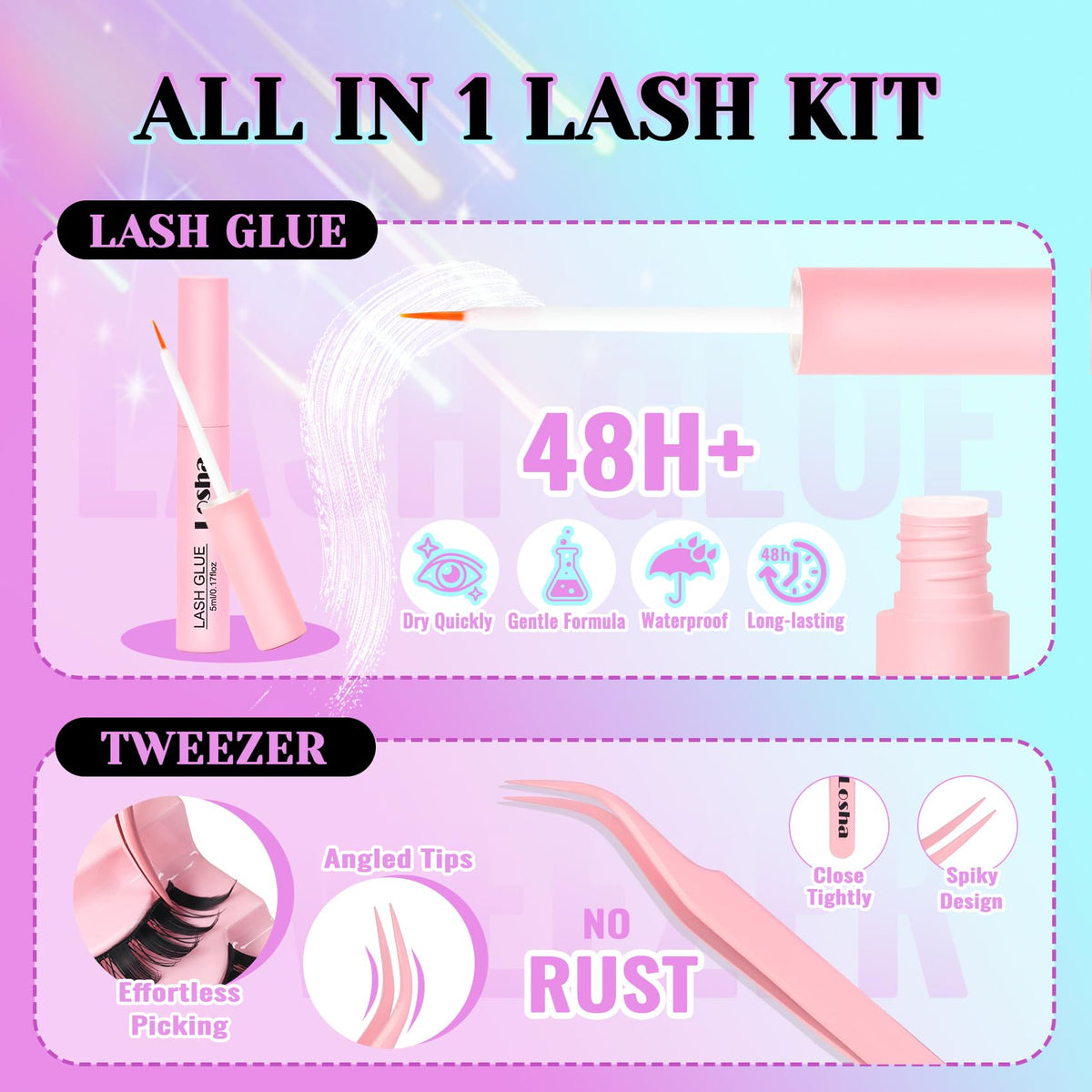 Losha Lashes Spiky Manga Lashes 14 Pairs Anime False Eyelashes (Cutes) Losha