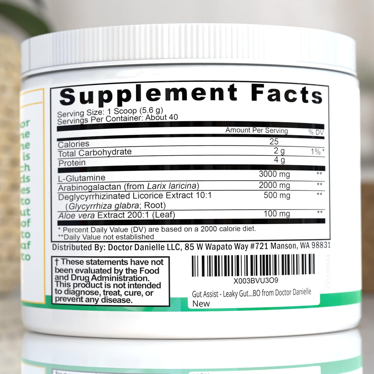 Leaky Gut Support Powder | L-Glutamine Gut Lining Digestive Drink Mix | Gluten-Free Doctor Crafted Botanical Formula | Gut Assist by Dr. Danielle Doctor Danielle