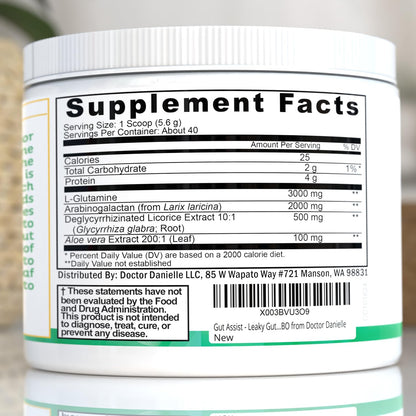 Leaky Gut Support Powder | L-Glutamine Gut Lining Digestive Drink Mix | Gluten-Free Doctor Crafted Botanical Formula | Gut Assist by Dr. Danielle Doctor Danielle