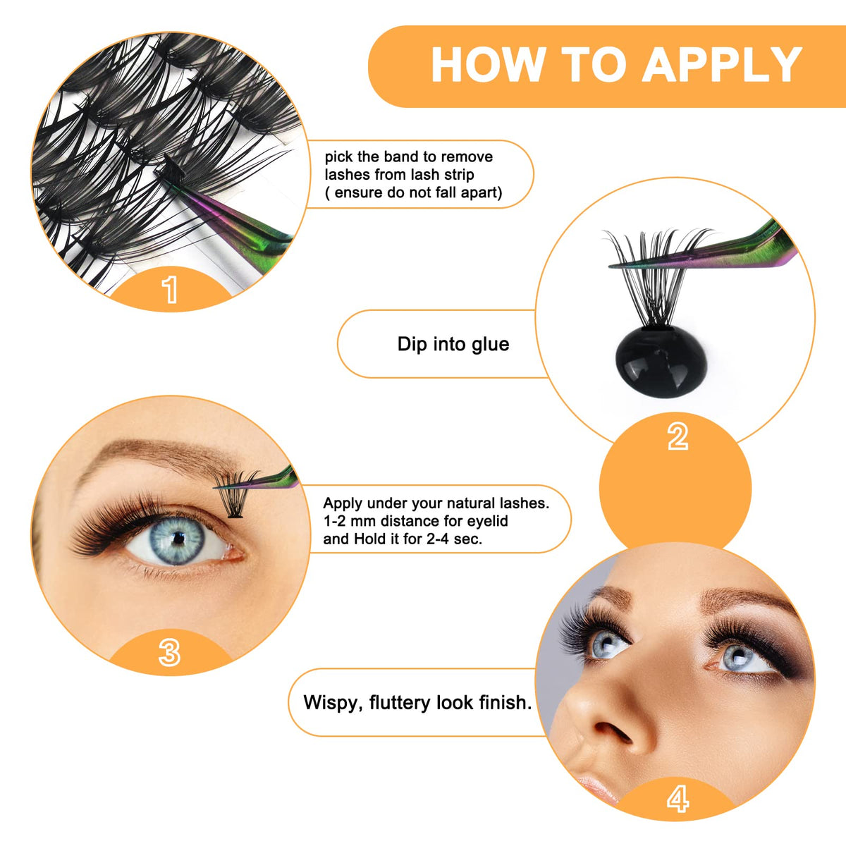B&Q 40D D-Curl Lash Clusters 280PCS DIY Wispy Cat Eye Extensions B&Qaugen