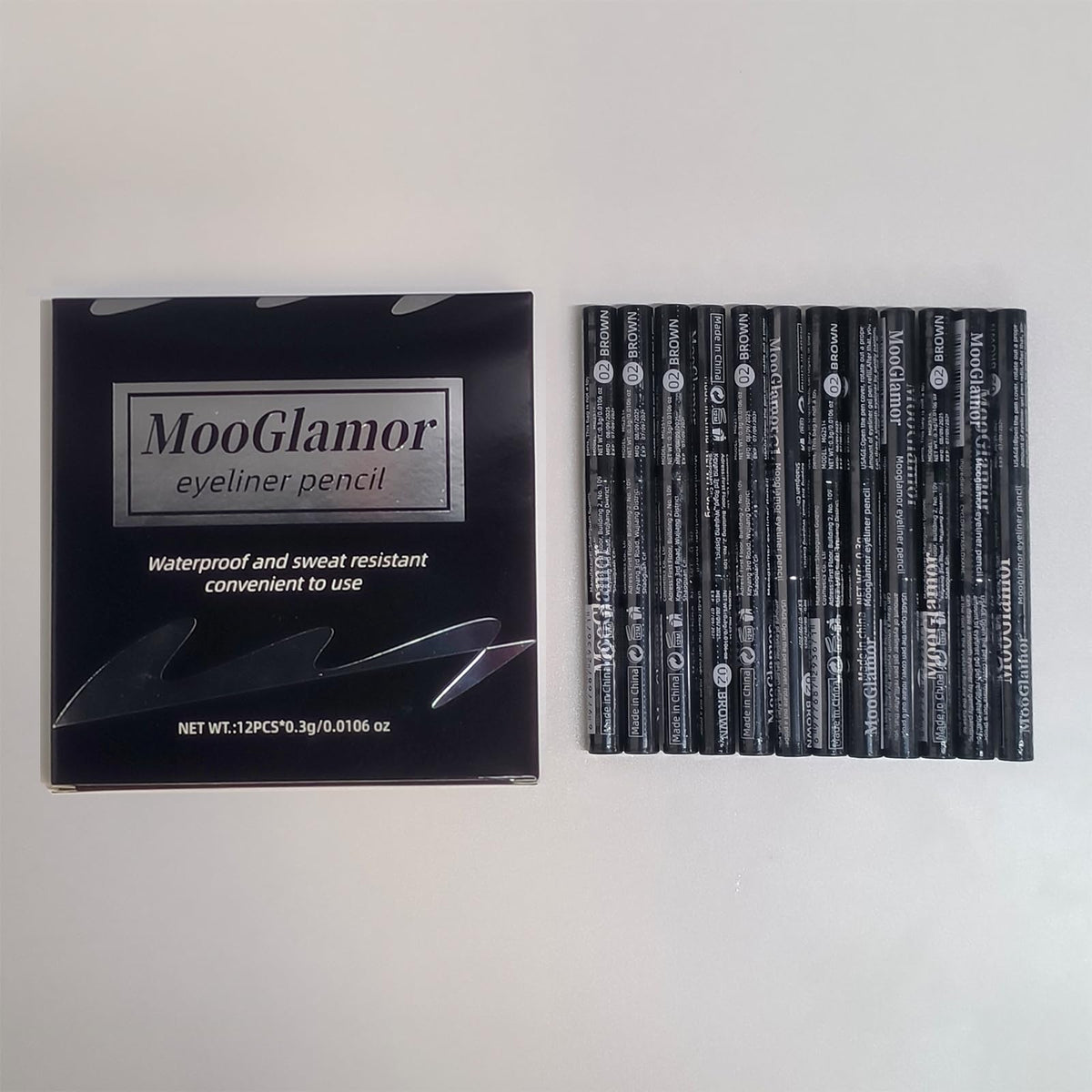 MooGlamor 12 Pack Black Gel Eyeliner Pencil Waterproof Retractable Eyeliner MooGlamor
